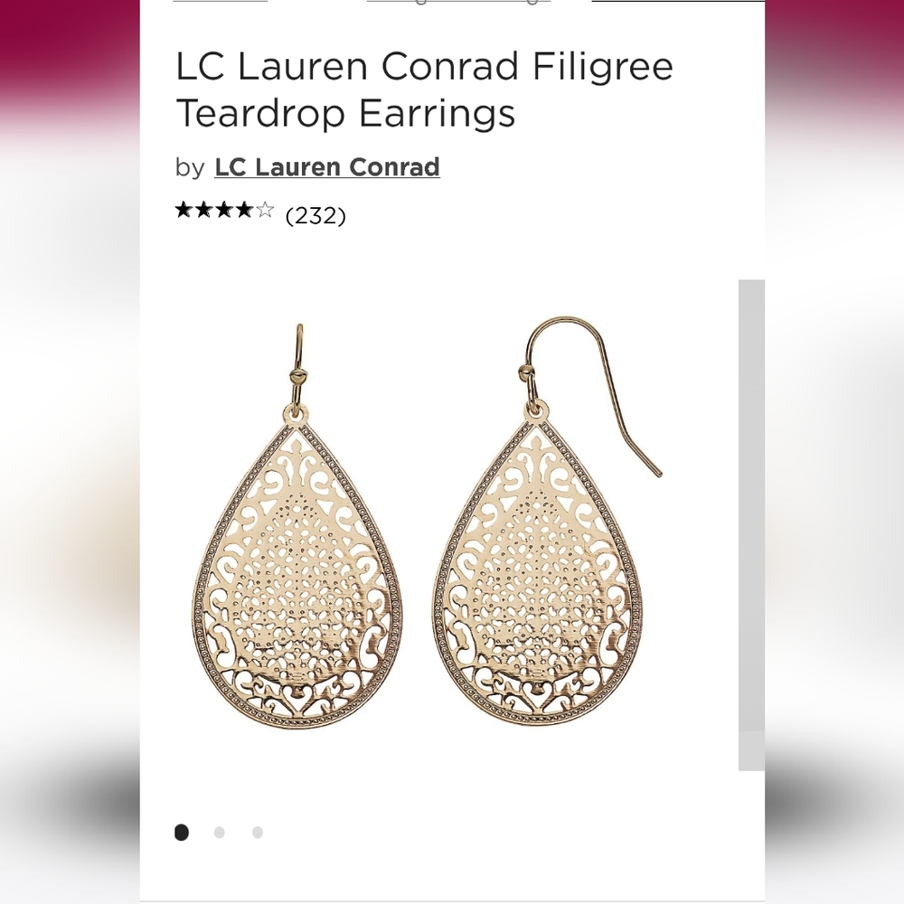 LC Lauren Conrad Filigree Teardrop Earrings